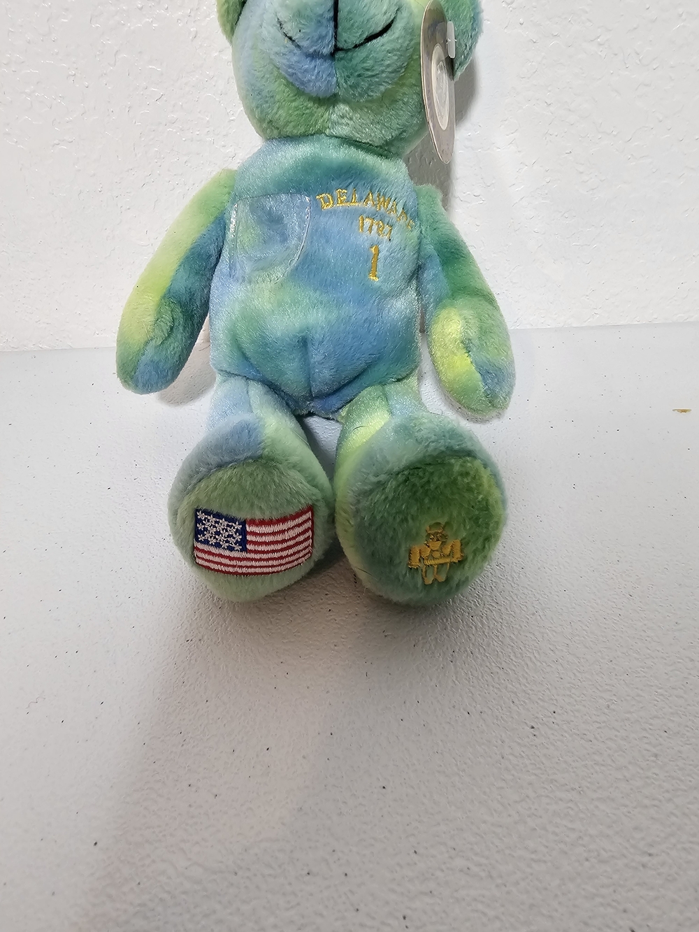 Delaware Blue & Green Plush Teddy Bear w/ State Flag Patch Tag Patriotic